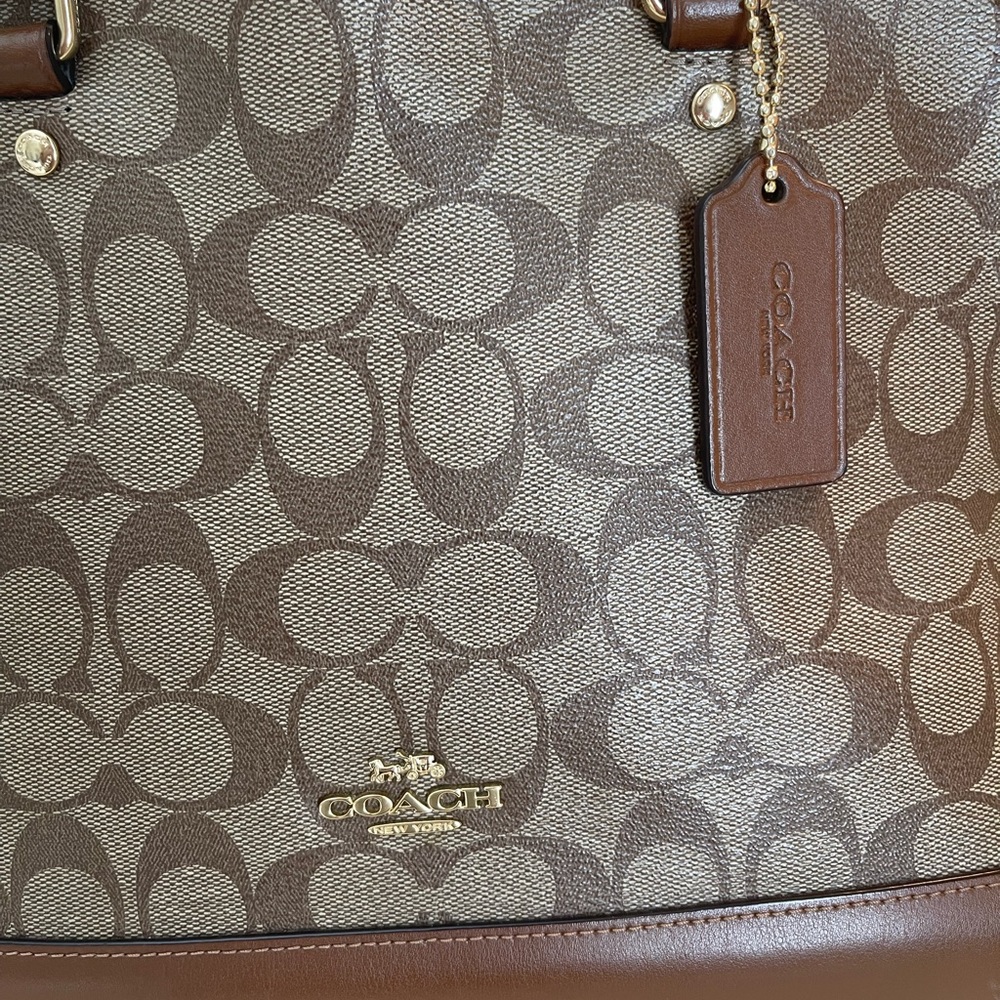 Coach Brown Signature Dome Satchel Handbag - Picture 2 of 15